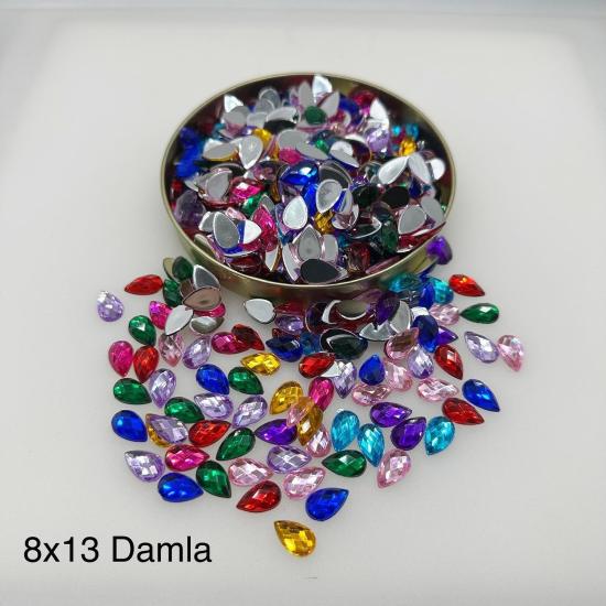 8x13 Damla Model Yüz Taşı 2000 Adet Karışık Renkli